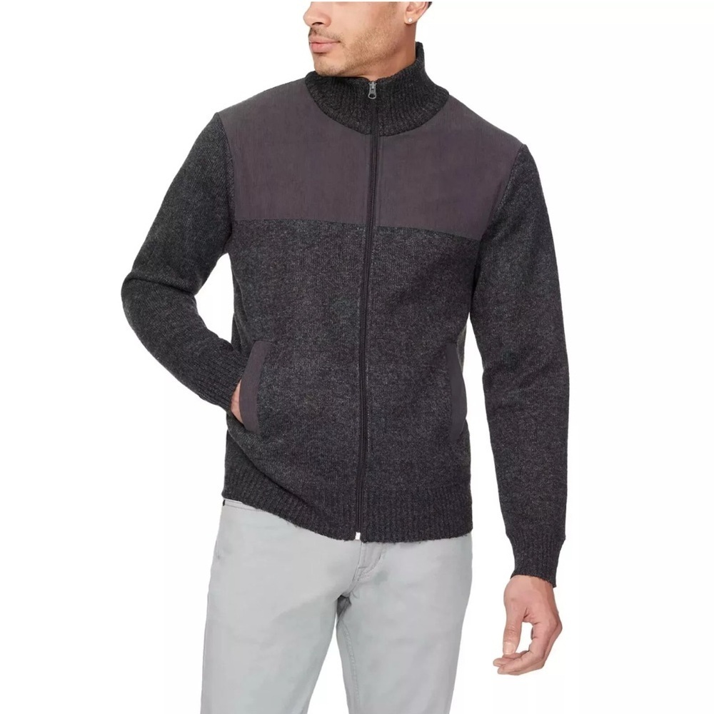 Izod men's full zip sweater Men’s Medium Gray